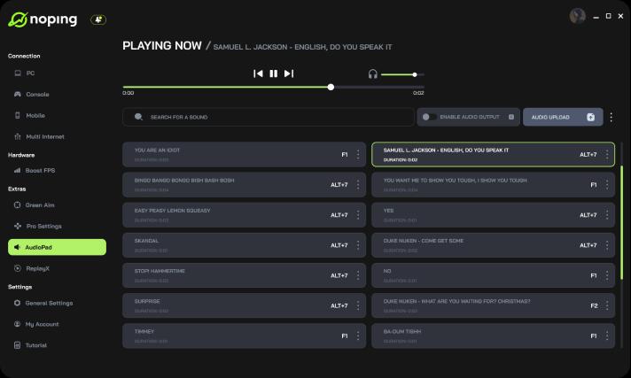 Interface do aplicativo desktop da Noping
